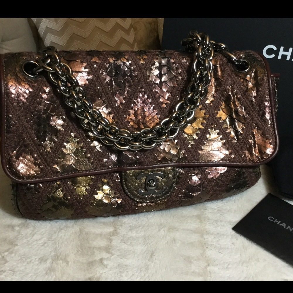 Chanel bronze metal python crochet bag - Picture 11 of 15